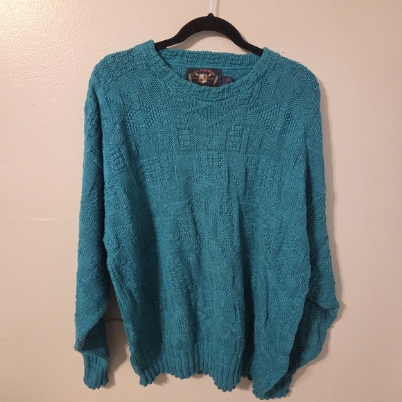 Lake Harmony USA Other - Lake Harmony Men's Vintage 100% Cotton Preppy Green Fisherman Chunky Sweater. XL